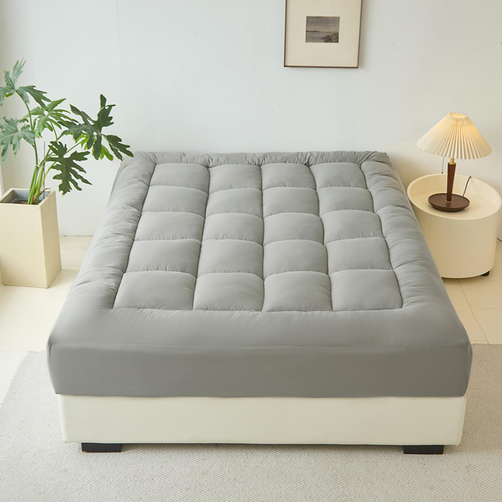 Photo 1 of Westmonth Mattress Topper 1000 Gsm, West Month Premium Quilted Luxury Extra Thick Mattress Pad, Deep Pocket Pillow Top, Machine Washable Bed Cover, Breathable & Fluffy Soft (Gray, King)
