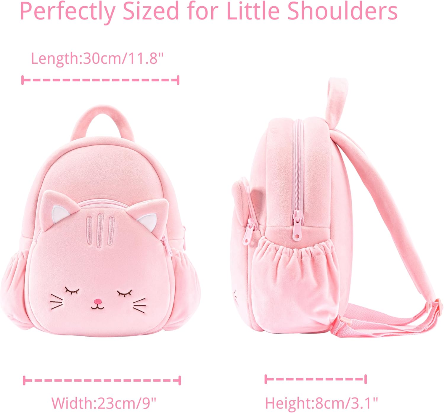 Lazada Back to School Gifts for Girls Cat Plush Toddler Backpack for Girls Cat Animal Design Kitty Kids Backpack Soft Backpack for Baby Girls11 inches.