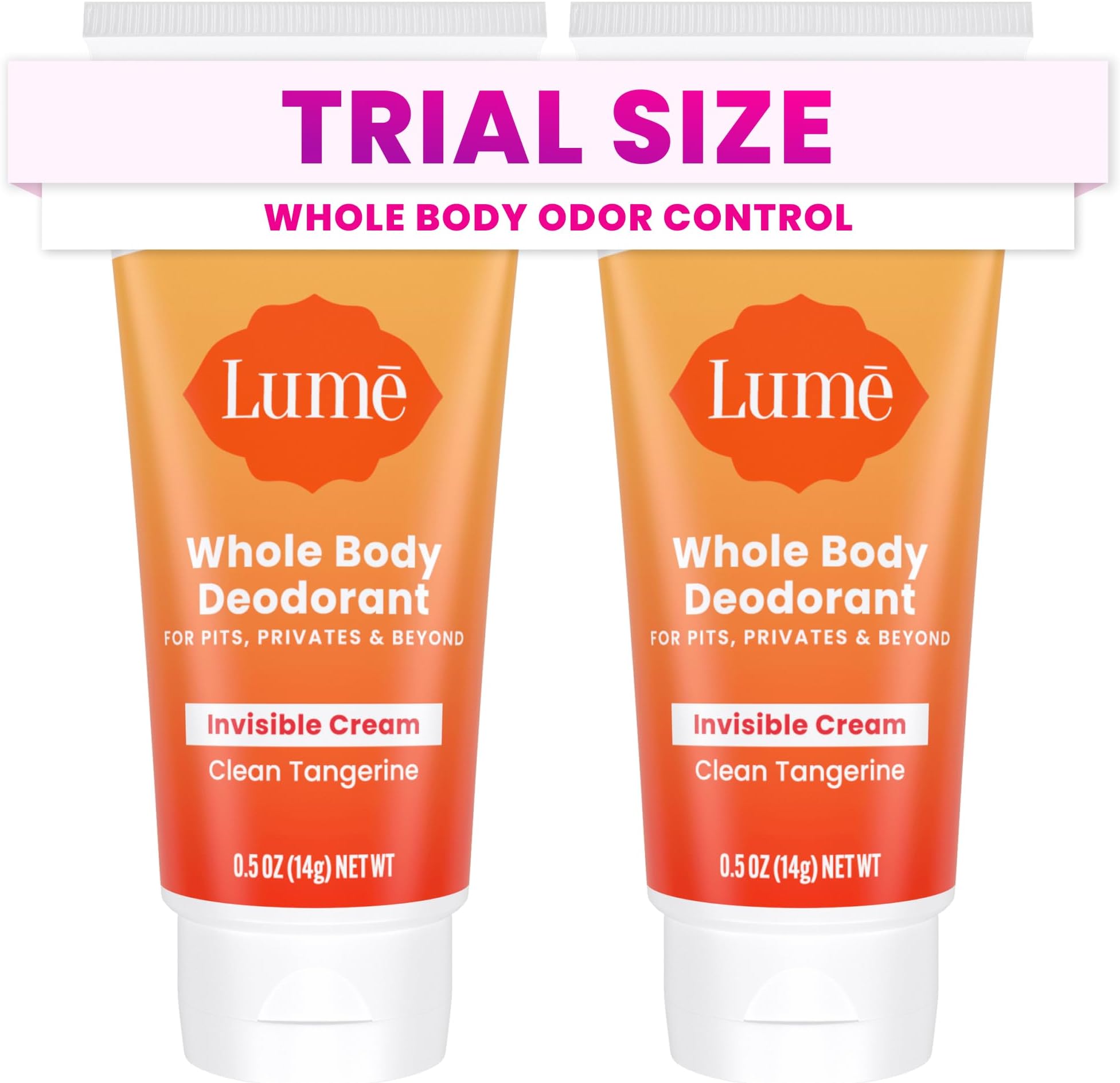Lume Whole Body Deodorant - Mini Size Cream Tube - 0.5oz, 2 pk (Tangerine)