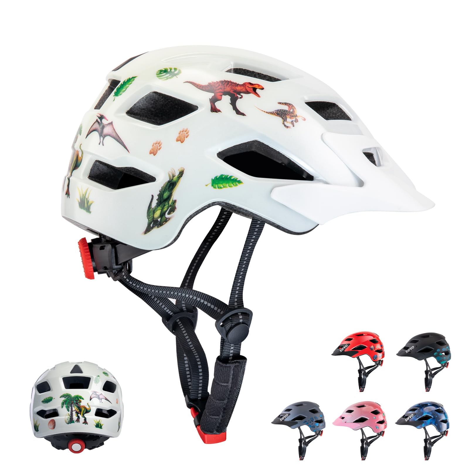 SIFVO Kids Bike Helmet for Boys & Girls Ages 3-5-8-14,Lightweight Adjustable Bicycle Helmet with Visor & Reflective Strap?CPSC Certified for Cycling, Skating, Scooters, from Toddler to Youth?2 Sizes