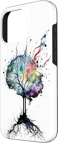 Vista 53 de iPhone 13 Pro Max Watercolor Brain Art, funda de neuronas