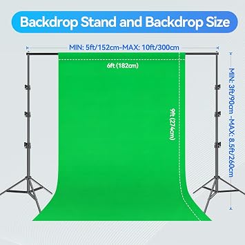 EMART 8.5X10 FT Green Screen Backdrop Kit, Photography Umbrella with 5500K Bulbs, 6X9 FT Green Backdrop with Spring Clamps, Professional Photography Lighting kit for Studio, Portrait, Video Shooting
