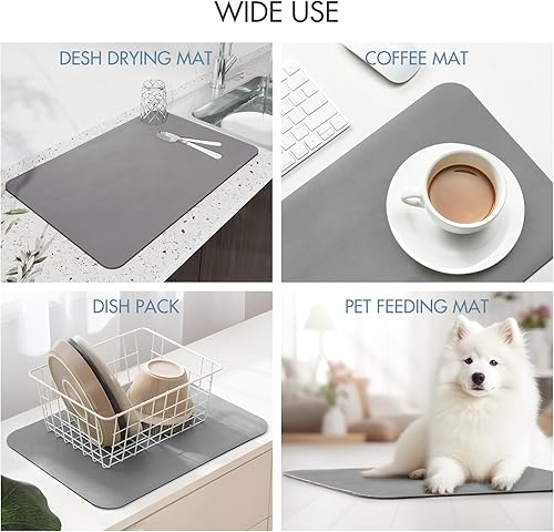 Miniatura 3 de Tapete de secado de platos para encimeras de cocina, tapete de secado absorbente, tapete de secado de platos grande para encimera de cocina, tapete