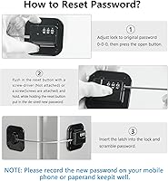 Vista 4 de Refrigerator Lock, Heavy Duty Fridge Lock, Combination Lock for Refrigerator Cabinets, Drawers, Safety, Easy Install No Keys Needed (Black-1Pack)