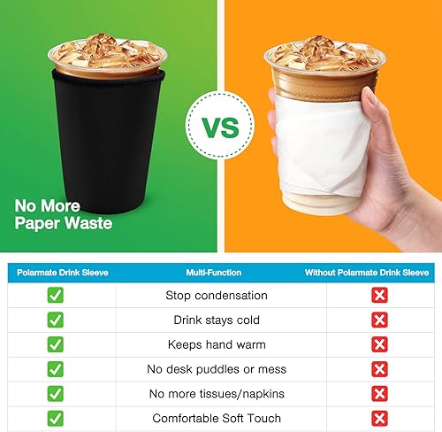 Miniatura 3 de Funda de taza de café helado para tazas de gran tamaño, de neopreno, reutilizable, soporte para tazas de café helado para bebidas frías y calientes,