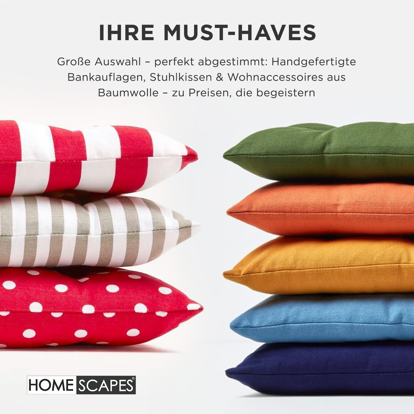 Homescapes Bankauflage 2-Sitzer grau – Sitzkissen Bank Outdoor/Indoor, Oeko-TEX-Zertifiziert, Sitzauflage waschbar für Gartenbank & Sitzbank, 108x42 cm