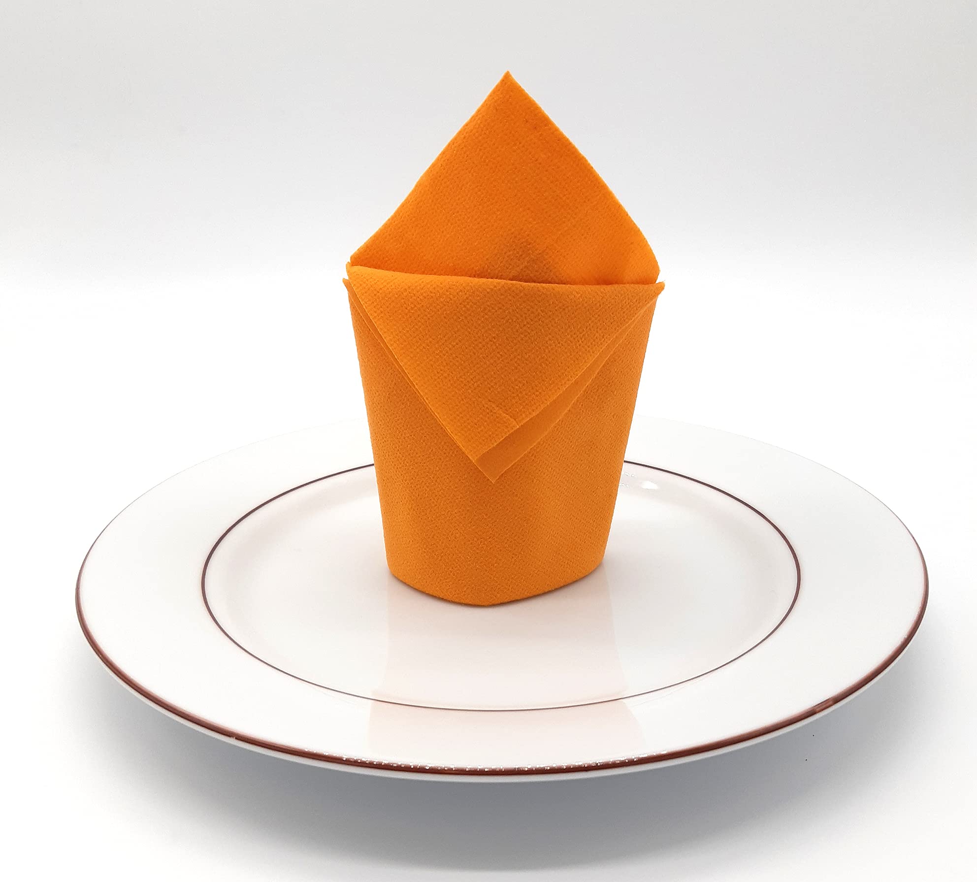 400 SERVIETTES DE TABLE EN PAPIER JETABLES AIRLAID - 8 PAQUETS DE 50 SERVIETTES - MELODIE ORANGE - 40 x 40 CM