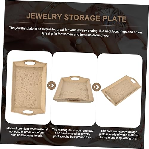 Miniatura 3 de EXCEART 5pcs Wooden Pallet Wood Sandwich Tray Jewelry Tray Wood Serving Tray Wooden Platter Tray Wood Trinket Dish Rectangular Jewelry Display Tray