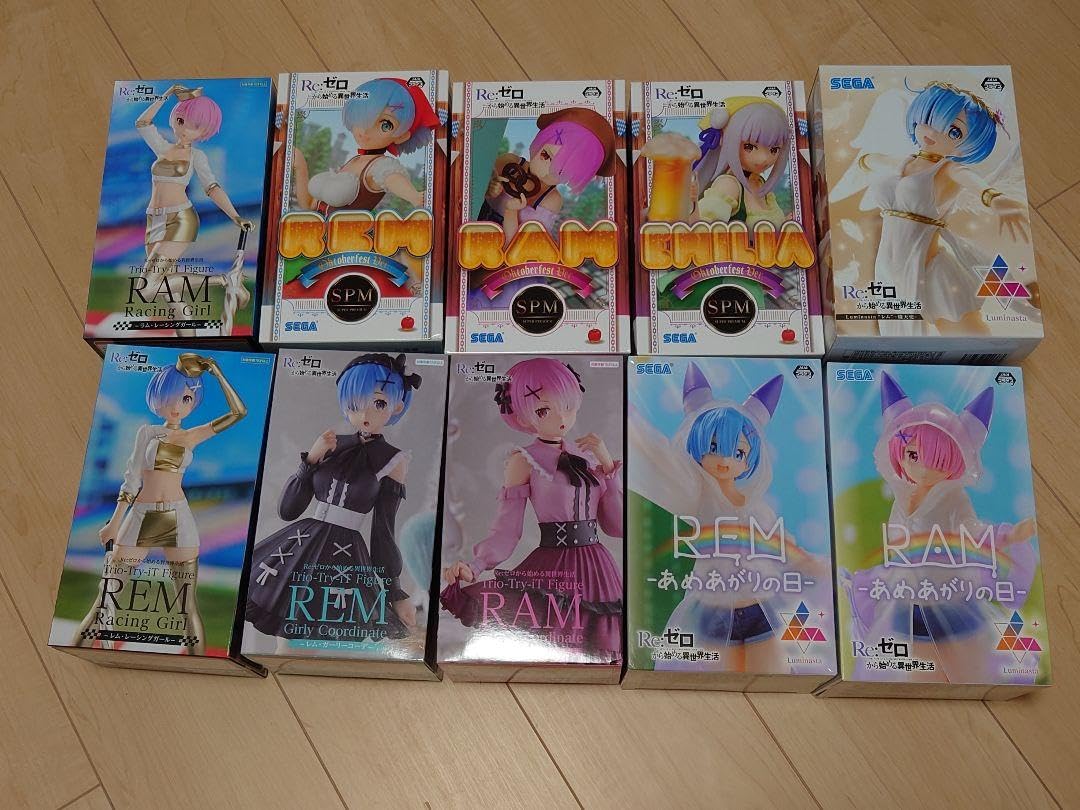 レム　フィギュア　まとめ売り　10体セット まとめ売り】 ラム レム エミリア リゼロ フィギュア 10体セット
