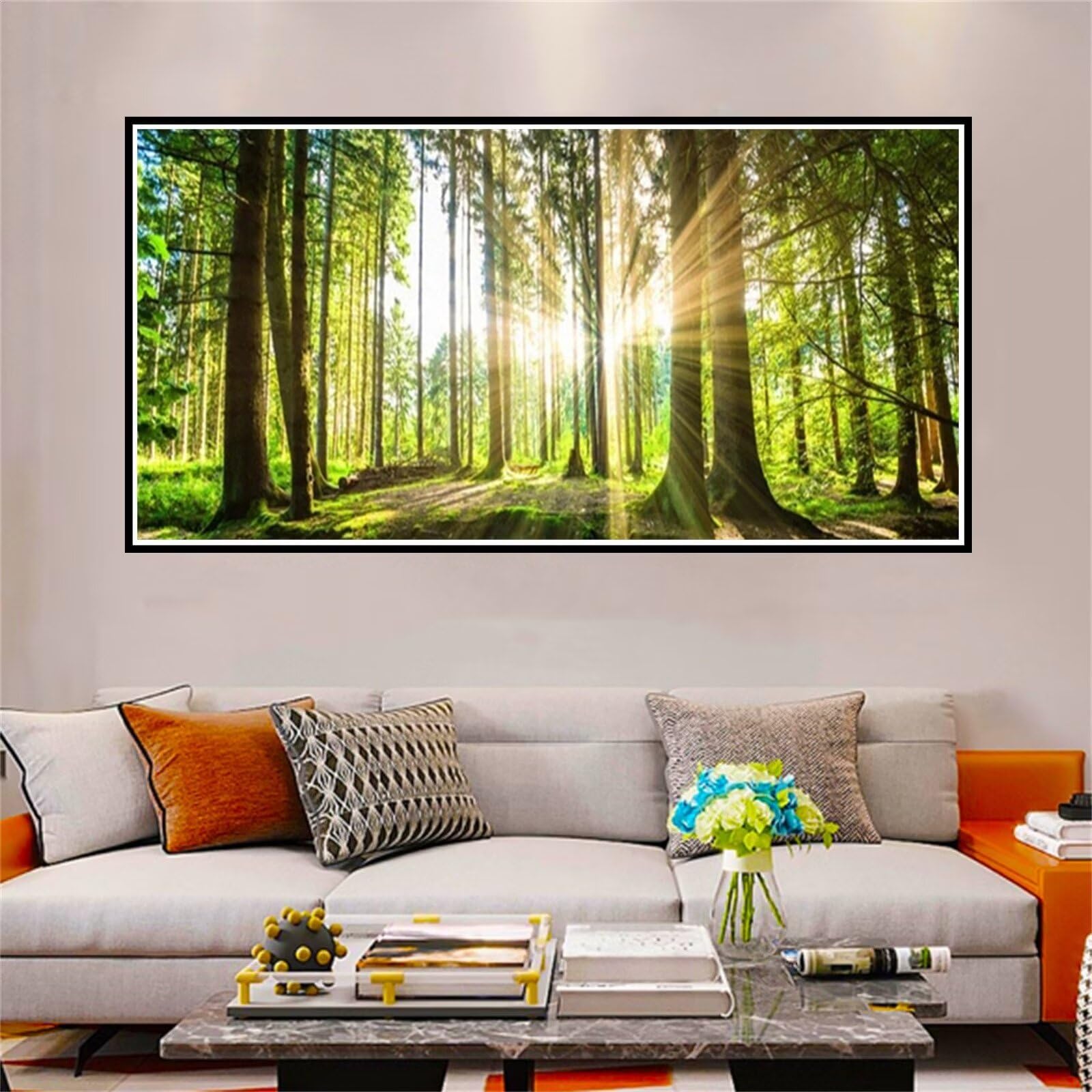 Sonnenaufgang Diamond Painting Erwachsene Groß xxl 120x60cm,DIY 5D Diamant Painting Bilder Wald,Malen nach Zahlen Diamant Anfänger,mit Diamond Painting Zubehör,Zimmer Deko,Mädchen Geschenke YF-11862