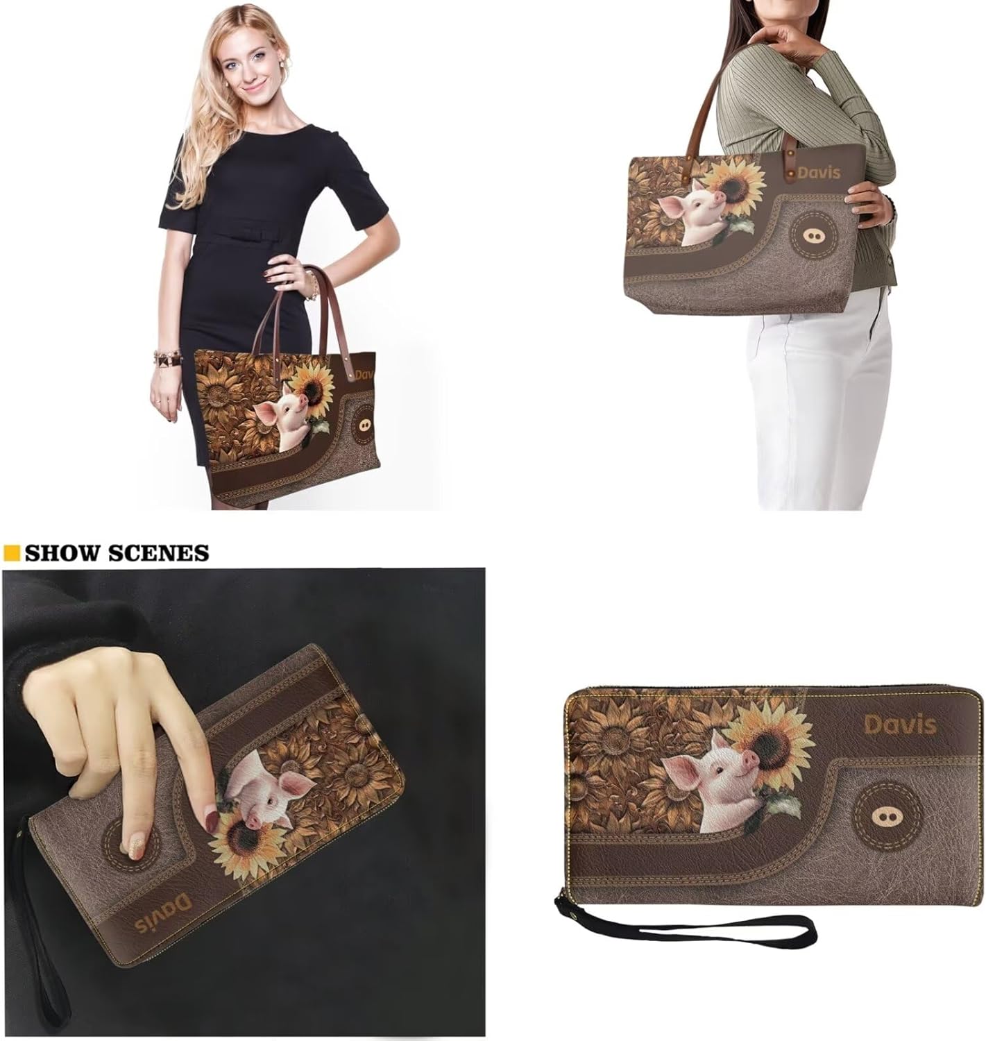Women Handbags Wallet Tote Bag Shoulder Bag Top Handle Satchel Purse Set 2pcs
