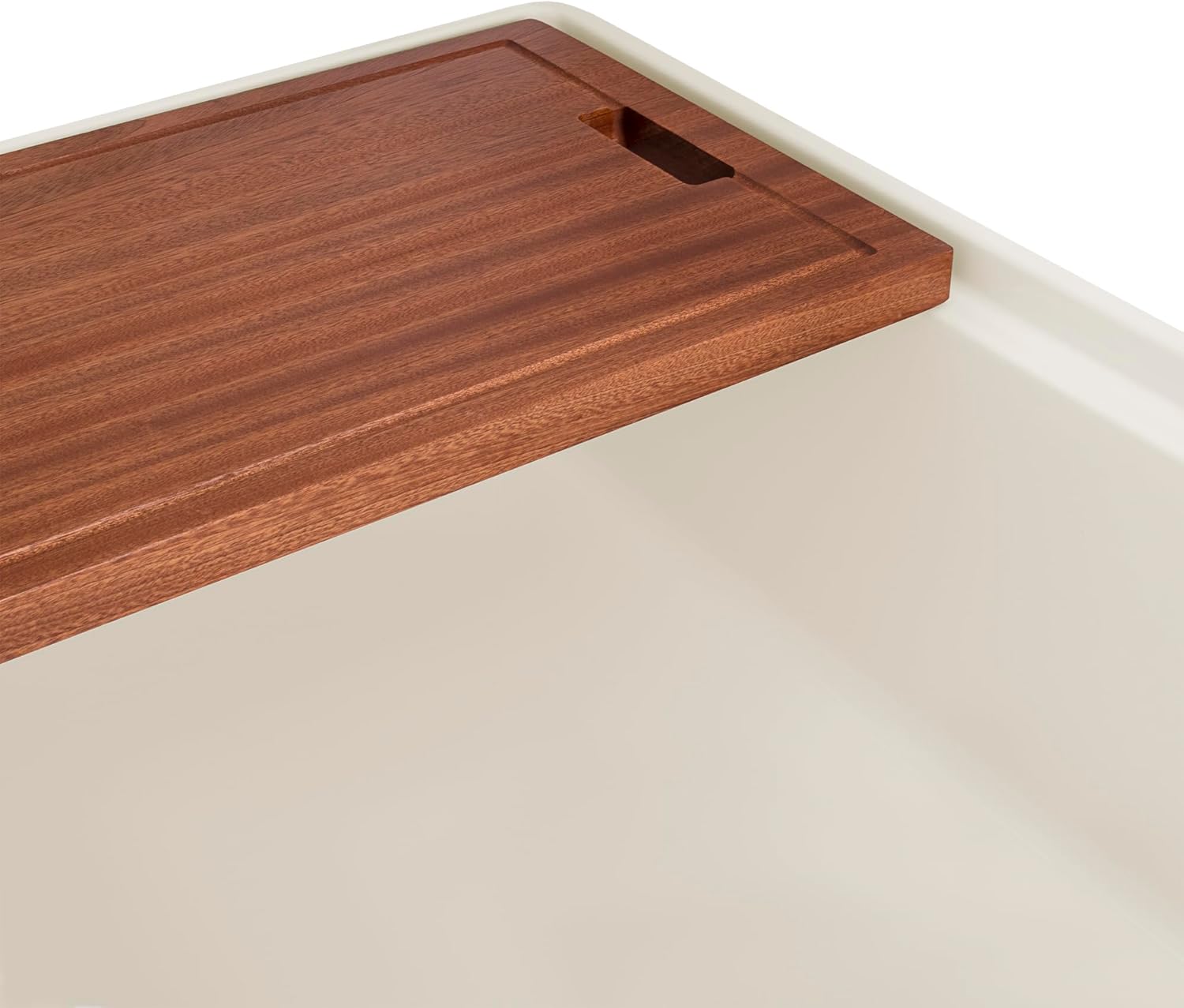 Ruvati 33 inch Fireclay Workstation Farmhouse Kitchen Sink Apron Front Single Bowl Biscuit Sand – RVL2387BS