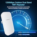 Outdoor WiFi Extender，WiFi Booster | AI Watchdog | Repeater&AP Mode｜IP65 Weatherproof | Up to 1200Mbps Dual Band WiFi Repeater