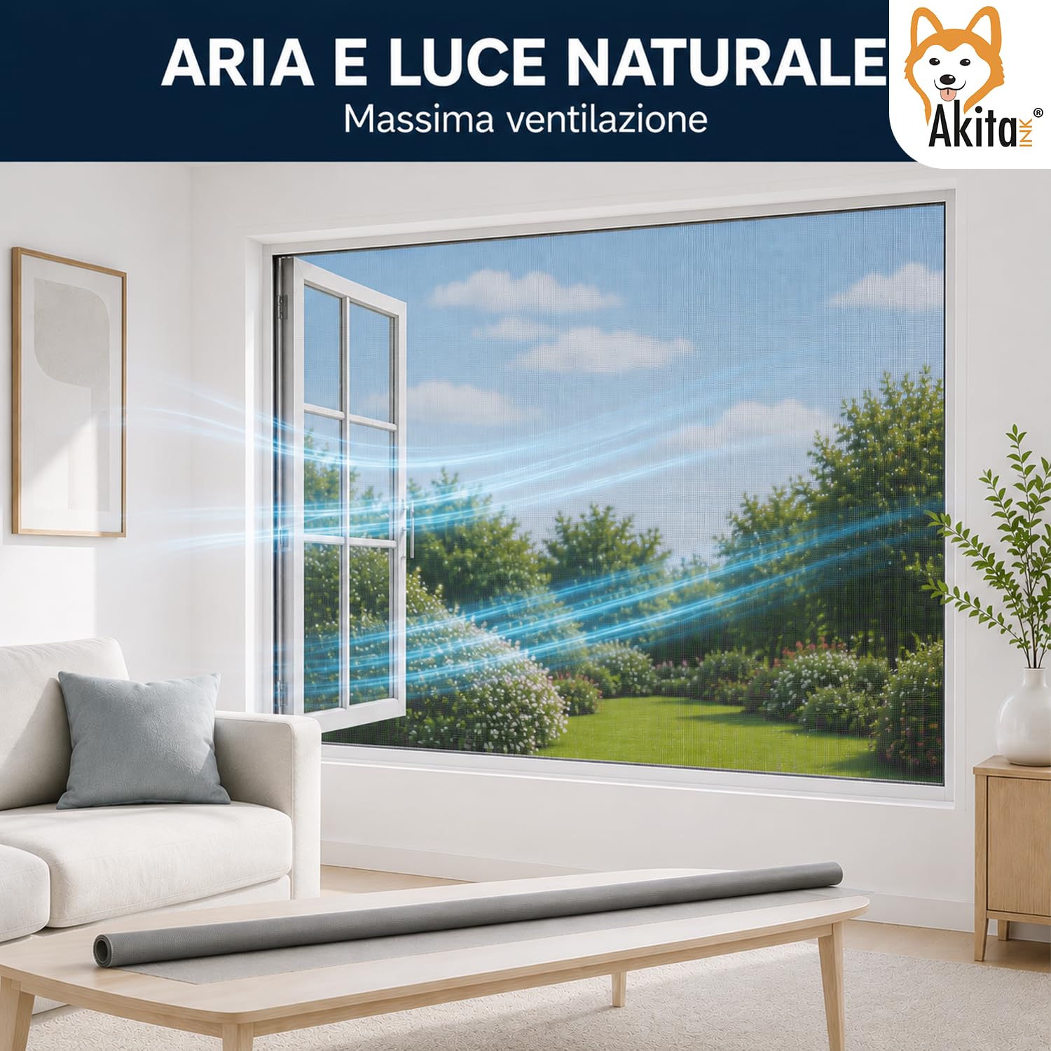 Akitaink Rotolo Zanzariera in Fibra di Vetro 250x120 cm, Rete Grigia per Sostituzione e Riparazione