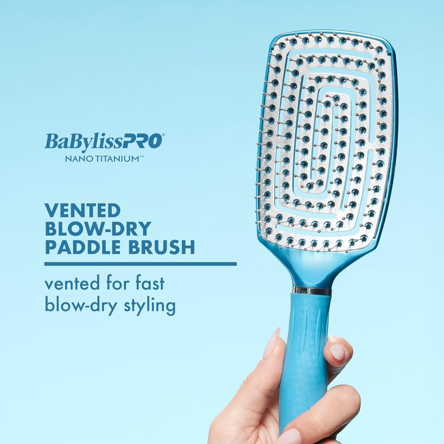 BaBylissPRO Nano Titanium Vented Blow-Dry Paddle Brush – Lightweight Blow-Dryer Styling Brush for Smooth, Frizz-Free Hair – Ideal for All Hair Types