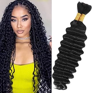 Human Braiding Hair for Boho Braids 18 Inch Natural Black Deep Wave Bulk Human