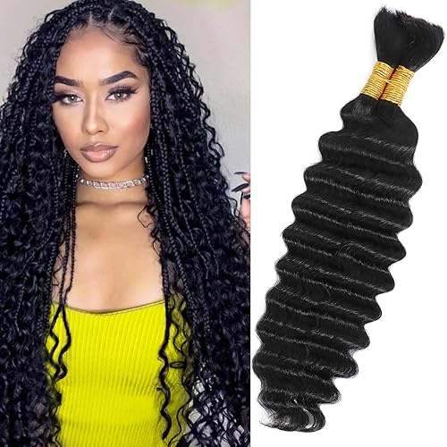 Human Braiding Hair for Boho Braids 18 Inch Natural Black