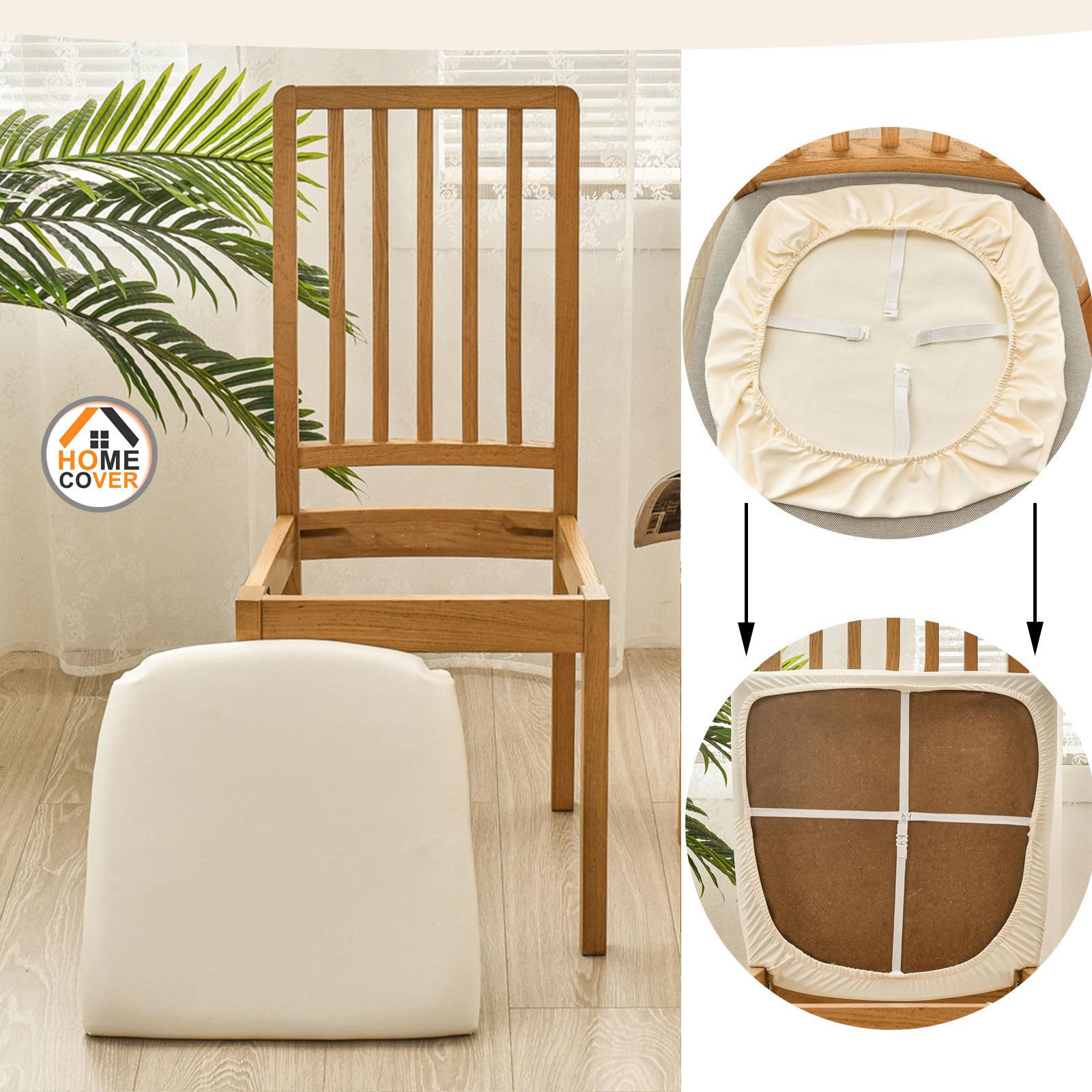 Coprisedili Per Sedia Da Pranzo 4 Pezzi | Pelle PU Impermeabile | Elasticizzato E Facile Da Pulire - Foto 10