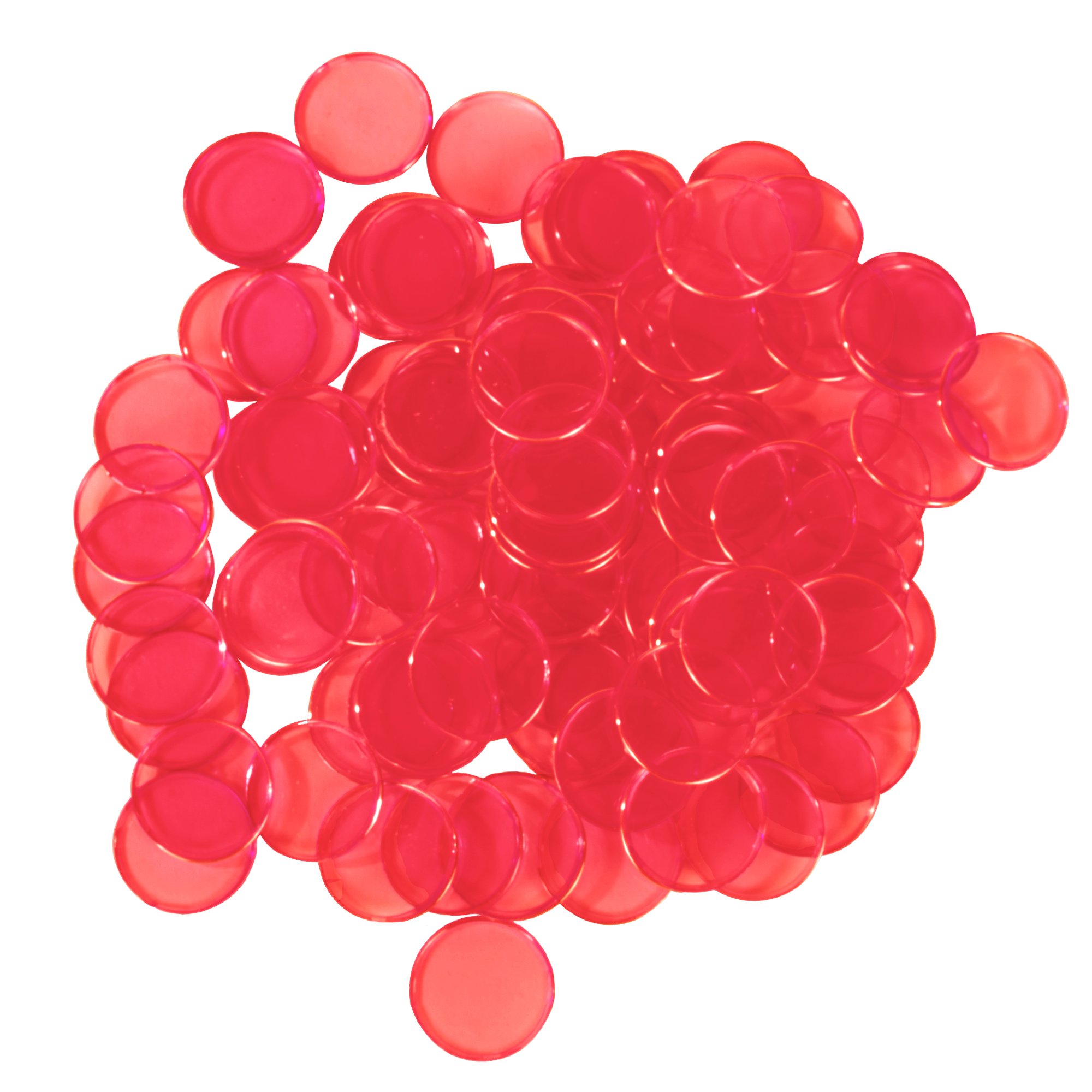 MR CHIPS Magnetic Bingo Chips with Metal Ring 3/4 Inch 300 Upgraded Pieces Red Transparent - Available in 7 Colors A Reusable Storage Bag