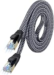 Cat 7 Flat Ethernet Cable 6.6 ft, Nylon Braided STP Shielded, 10Gbps 600MHz, Low Latency RJ45 LAN Patch Cable for PS5, PS4, Xbox, PC, Smart TV, Router, Modem