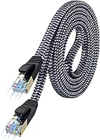 MORELECS Cat 7 Ethernet Cable 6.6ft Flat Nylon Braided 10Gbps Shielded LAN Cord for PS5 Xbox Gaming Router Modem - Faster Than Cat6