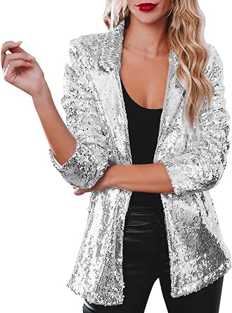 Glitzernder schwarzer Pailletten Herrenblazer mit gekerbtem Revers main image 1