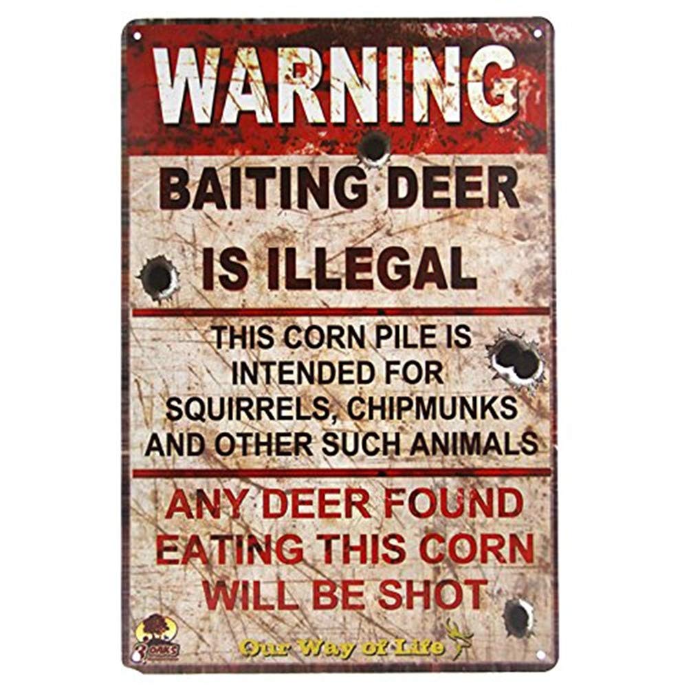 Baiting Deer is Illegal Poster Metal Plaque Vintage Bar Iron Painting Metal Sign 8x12 Inches(3020010)
