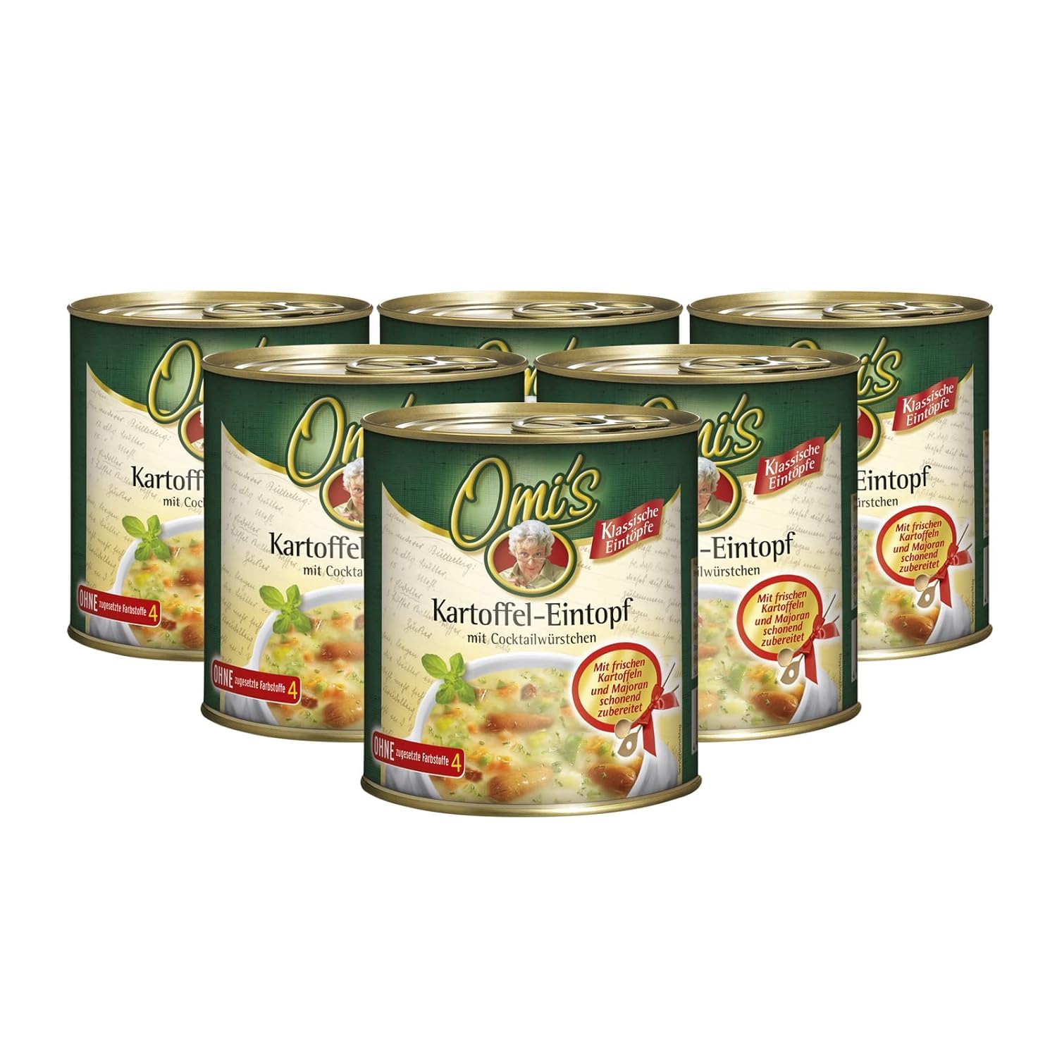 Buss Omi’s klassischer Kartoffeltopf -Traditioneller Suppentopf mit Bauchspeck und Würstchen - Schnelle Fertiggerichte zum Aufwärmen in Mikrowelle & Topf - 6 x 800g