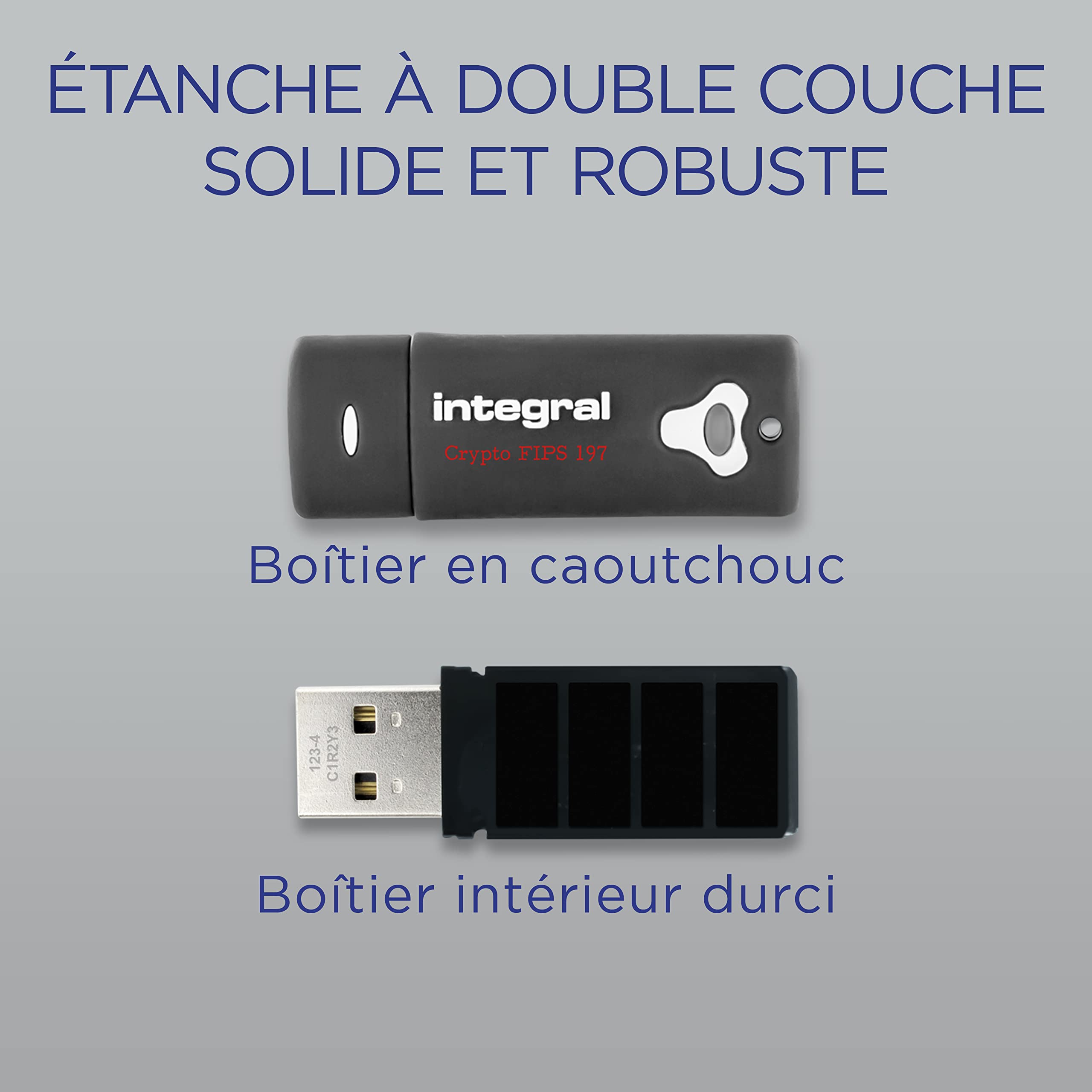 Integral Clé USB 8go Crypto-197 256-Bit 3.0 USB Mémoire Flash Drive cryptée  - Certifiée Selon la Norme Design étanche à Double Couch -3PK XTS-AES : ...