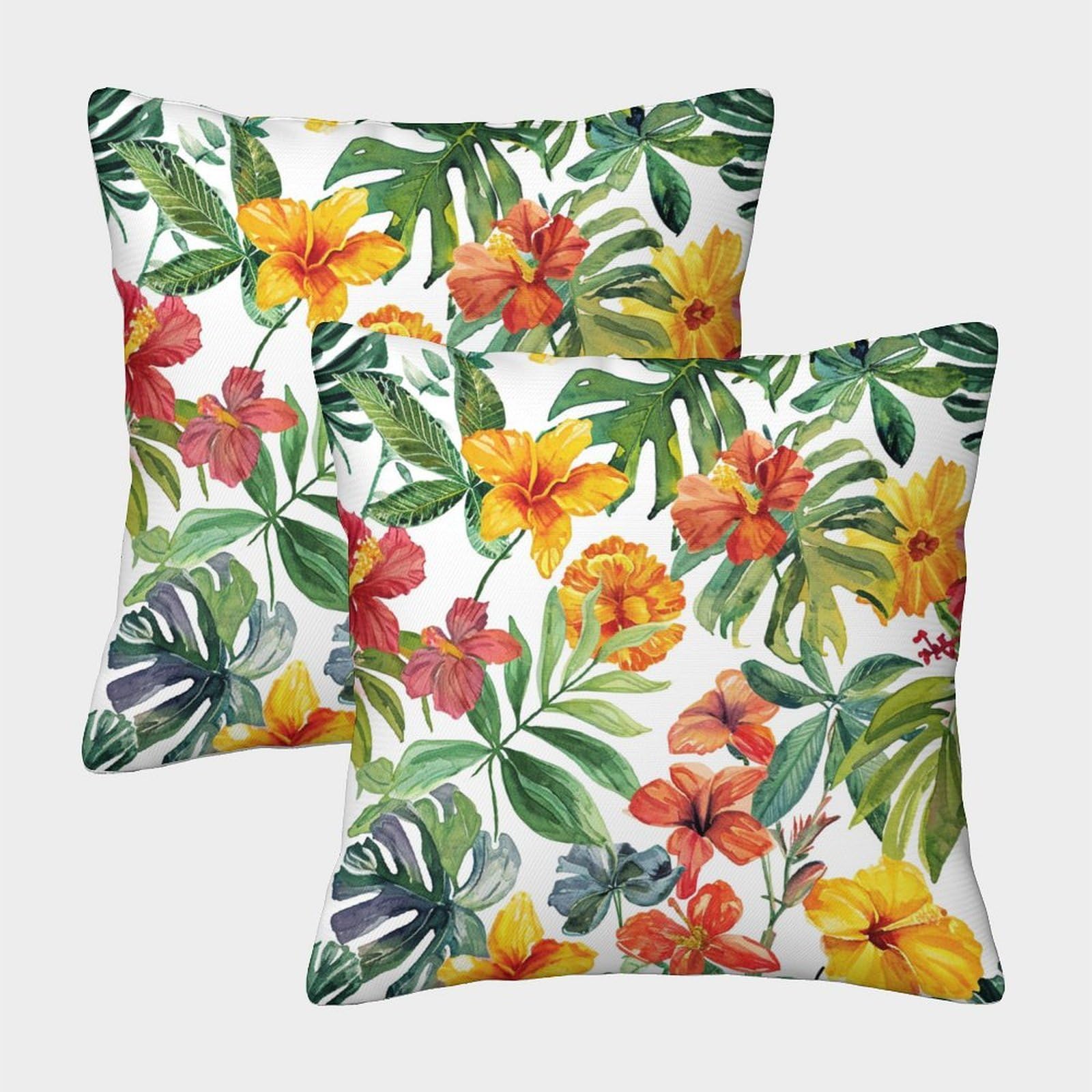 kaiyun 2 Pack 3D Tropical Flowers - Watercolor Pattern Cushion 3D Soft Touch Pillowcase,sofa Chair Home Furnishings 40x40cm