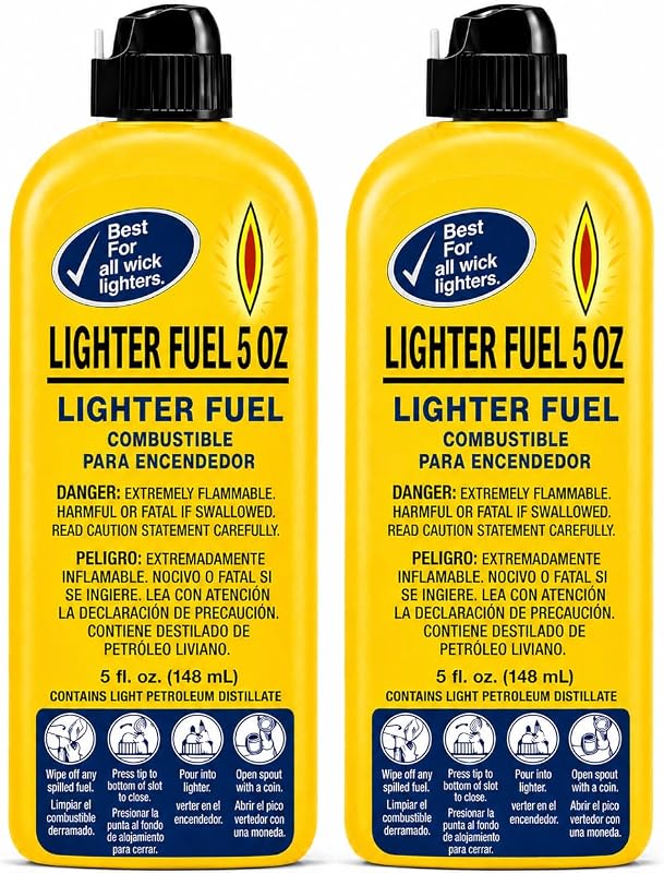 Combustible para encendedor de 5 fl oz (148 ml), paquete de 2 – Recambio de líquido para encendedor de destilado de petróleo para todos los encendedores de mecha, adecuado para uso doméstico, de camping y de emergencia