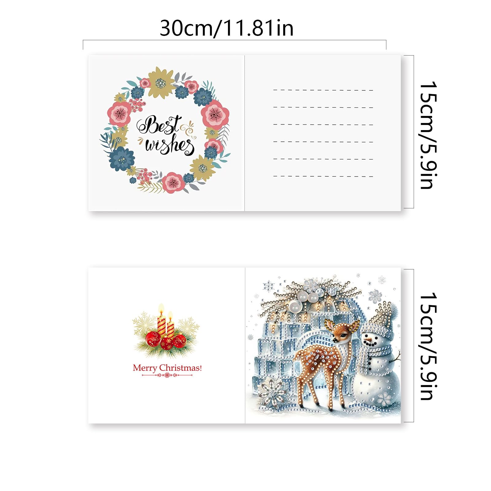 Lebartm 6Pcs DIY Greeting Card Diamond Art Painting Creative Design Thank You Cards Blessing Gift Folding Greeting Card Set for Birthday Christmas Crafts Gift - Image 3