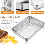 Ensemble de casseroles 3, Plaque en acier inoxydable E-far Cake Pan pour four - 12.5/10.5/9.4Inch, Ensemble de pâtisseries rectangles pour gâteaux Lasagna Brownie Casserole Cookie, non toxique & En bonne santé, lave-vaisselle en toute sécurité