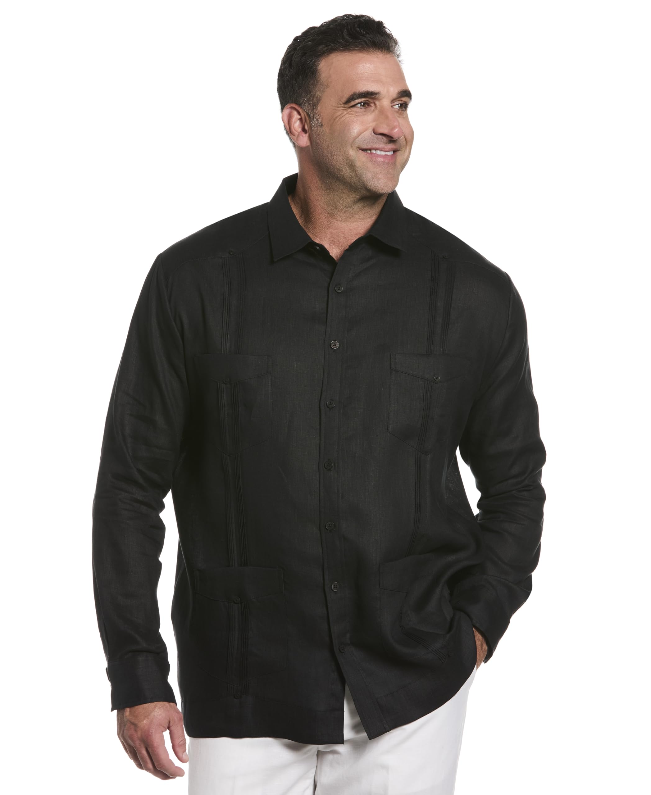 Cubavera 100% Linen Four-Pocket Long Sleeve Button-Down Guayabera Shirt (Available In Big & Tall) Camisa Abotonada Hombre (Pack de 1)