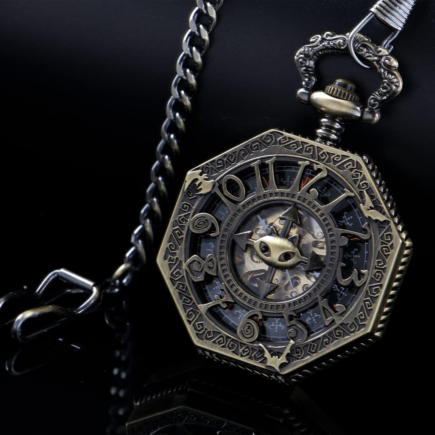 Montre De Poche Unisexe à Remontage Manuel - Noire, Vintage, Avec Chaîne De 80 Cm Et Pochette Cadeau
