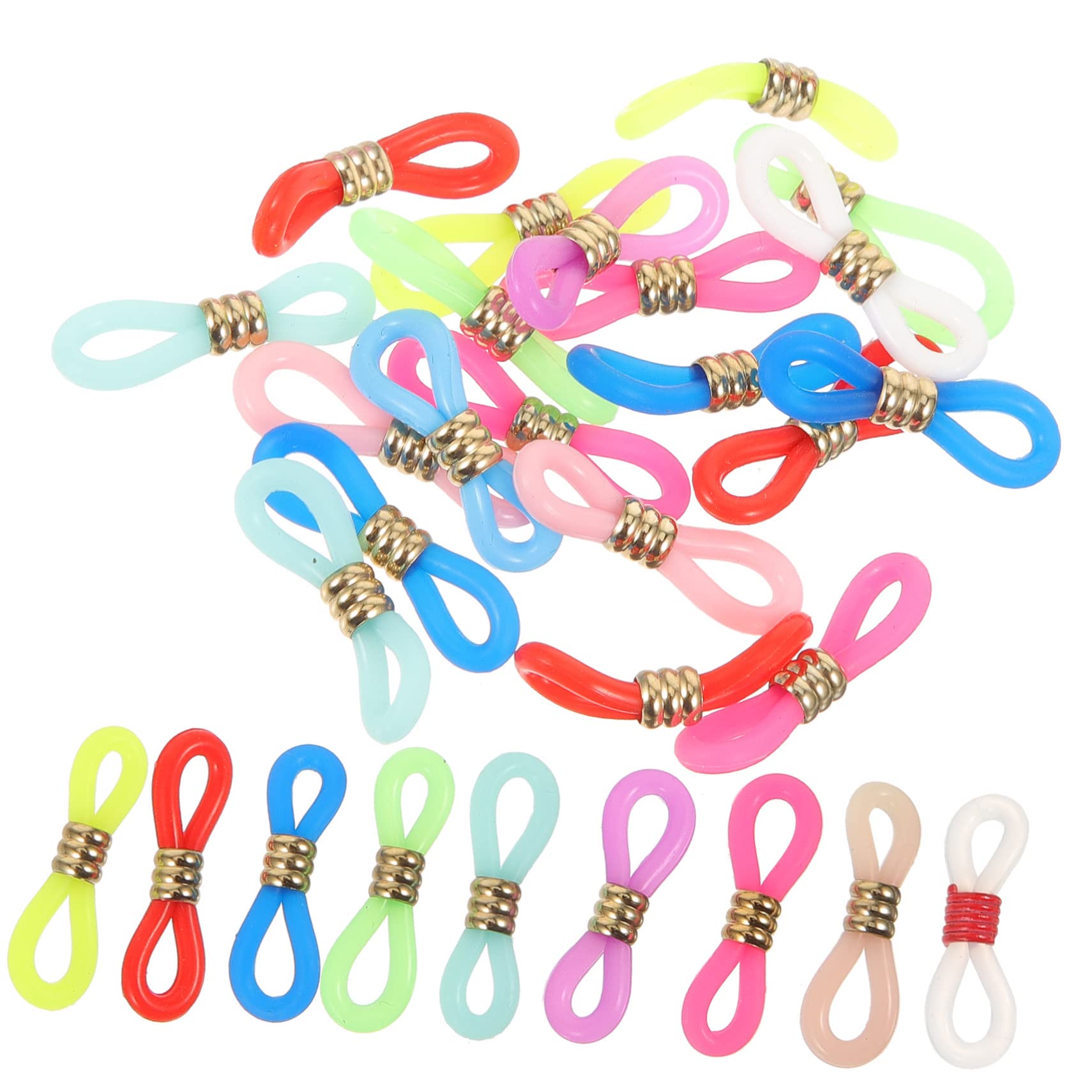 CALLARON Embouts Antidérapants Couleur Aléatoire pour Sport et Usage Quotidien en Silicone et Métal, 60 Pièces, Accessoires Réglables pour Chaînes de Lunettes
