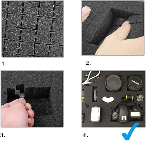 Miniatura 3 de Pequeña funda de transporte rígida con interior de espuma Pluck para iPhone, GoPro, cámara y más, tamaño exterior 9.3 x 7.5 x 2 pulgadas, color negro