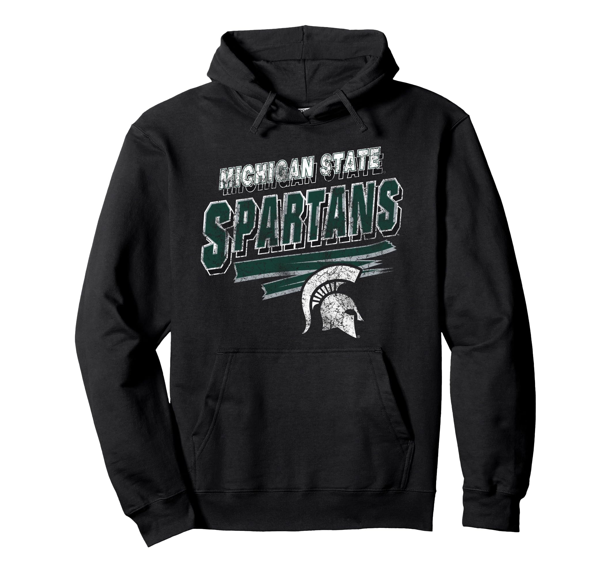 Michigan State Spartans Vintage Distress 90's Black Pullover Hoodie