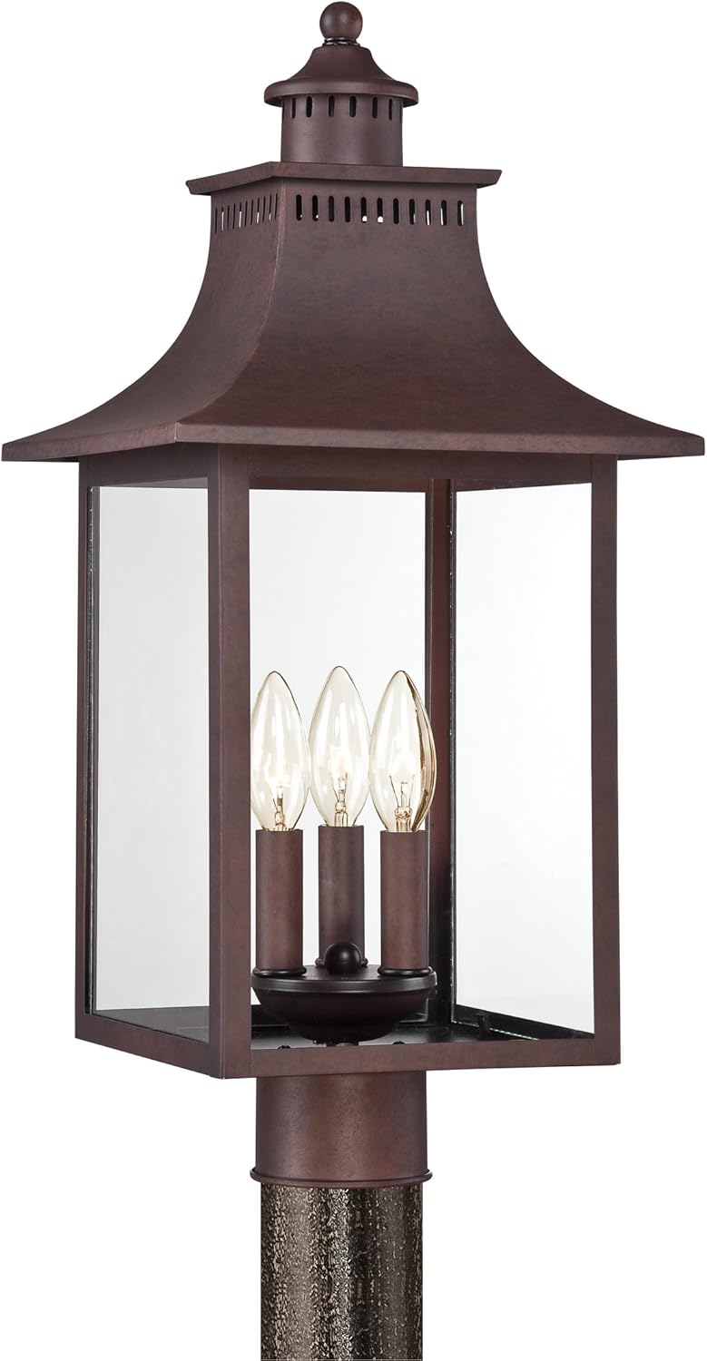Quoizel Chancellor 3-Light Copper Bronze Outdoor Post Lantern