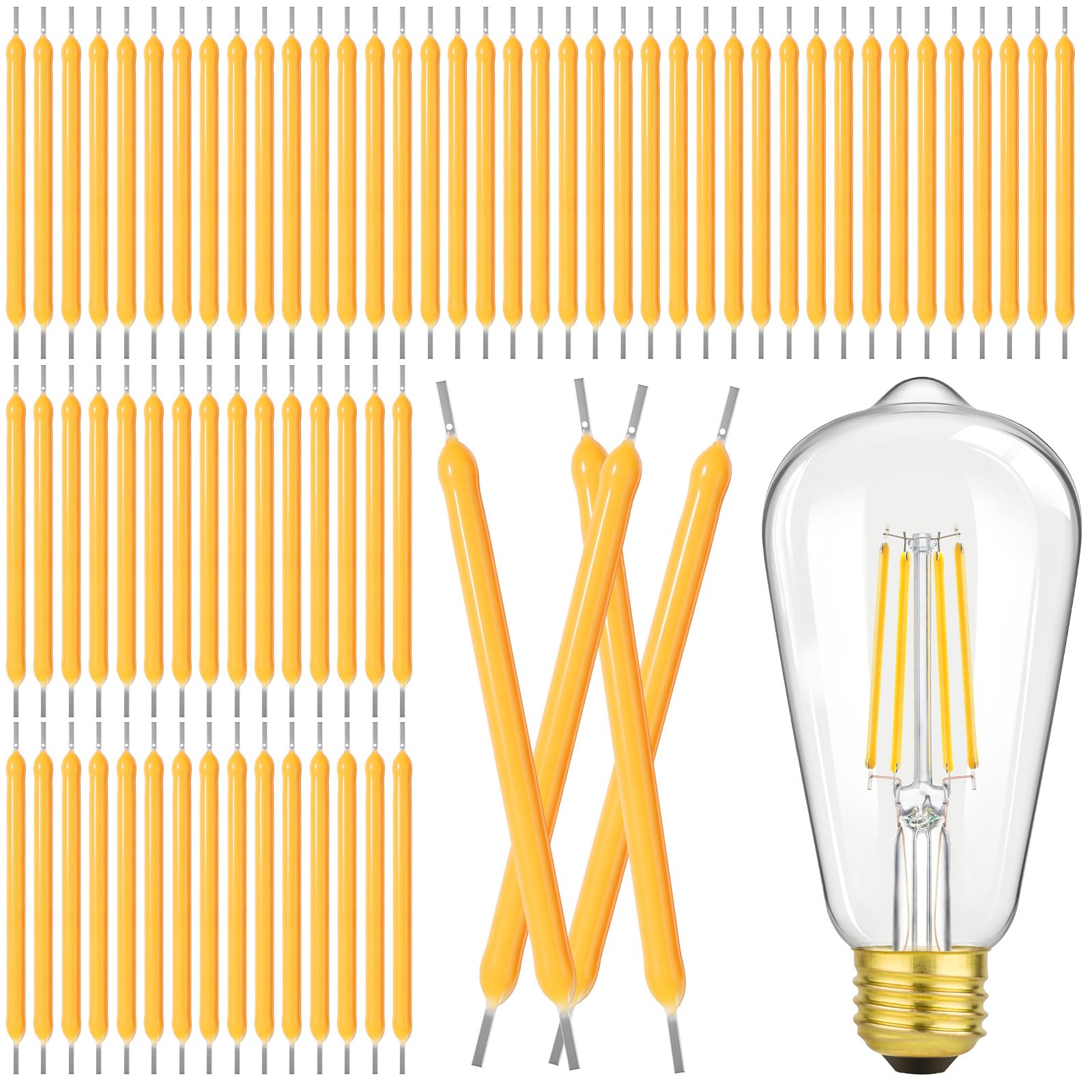100 sztuk części zamiennych z filamentem LED, 38 mm, 3 V, części żarnikowe żarówek, filament żarówek, żarnik z ciepłym światłem, elastyczne akcesoria świetlne do oświetlenia DIY, oświetlenie domu