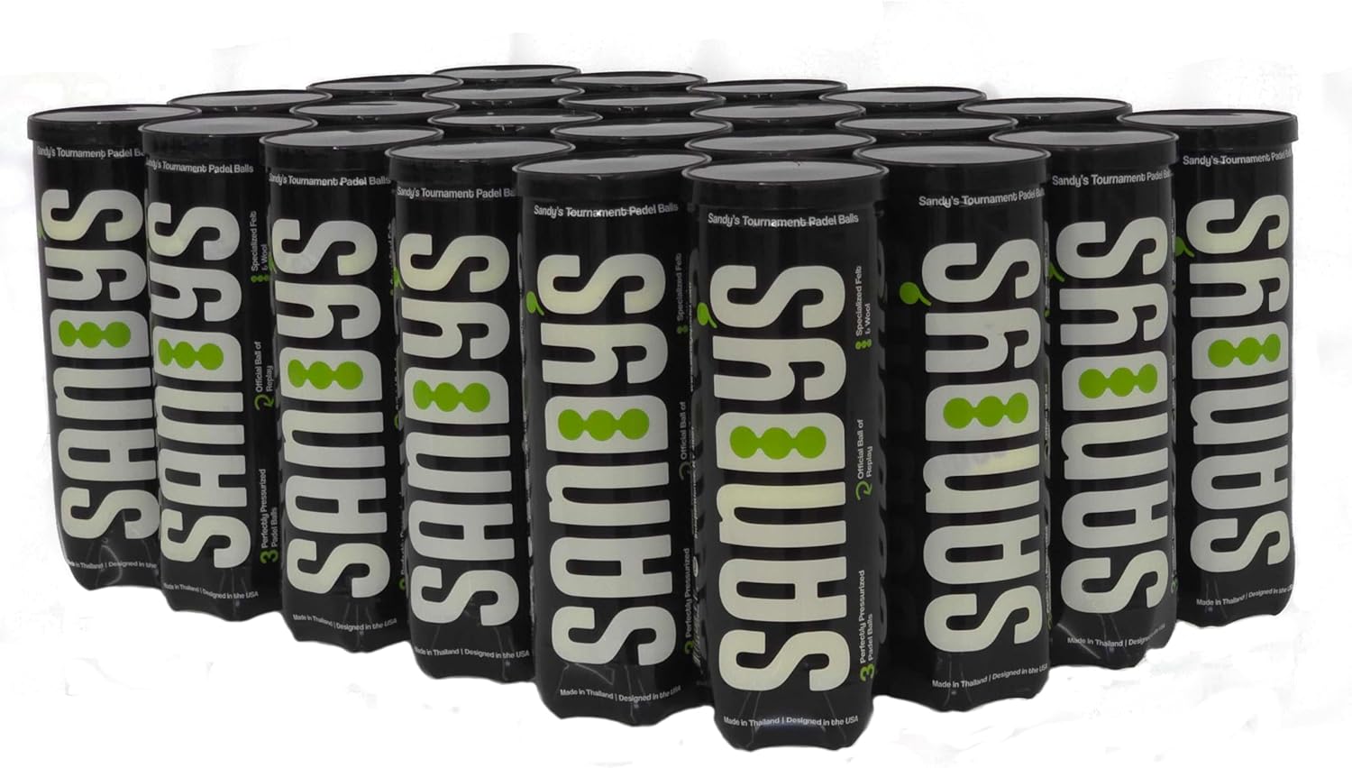 Sandy’s Padel Balls – Tournament Pro Series – 24 Cans (72 Balls) – High Performance, Durable, Sand Court Optimized