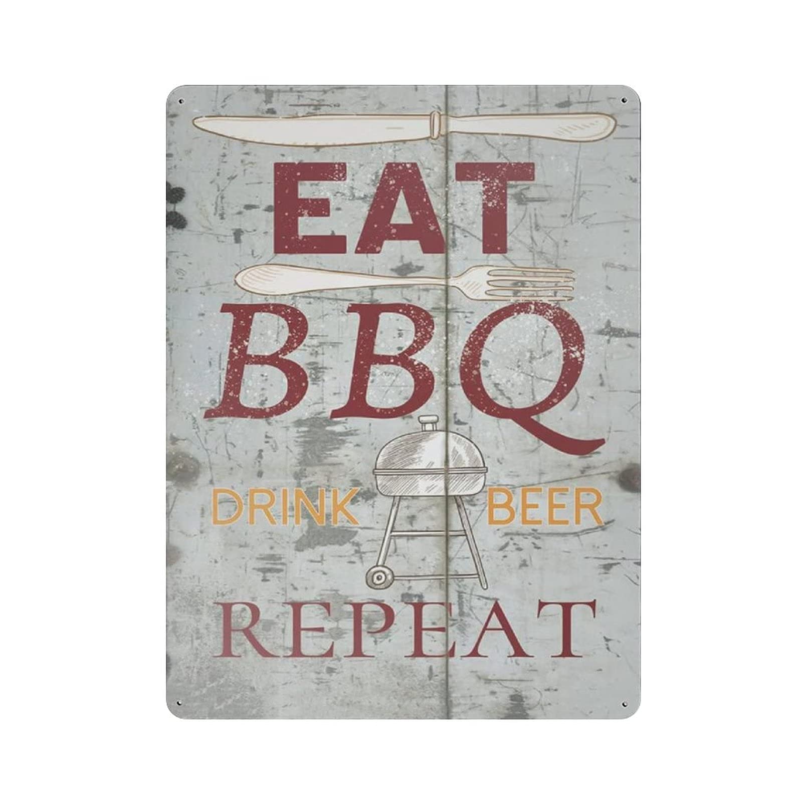 Metal Tin Sign Eat BBQ Drink Beer Vintage Tin Poster Metal Sign Wall Decoration Country Kitchen Home Garage Decor 16"x12"
