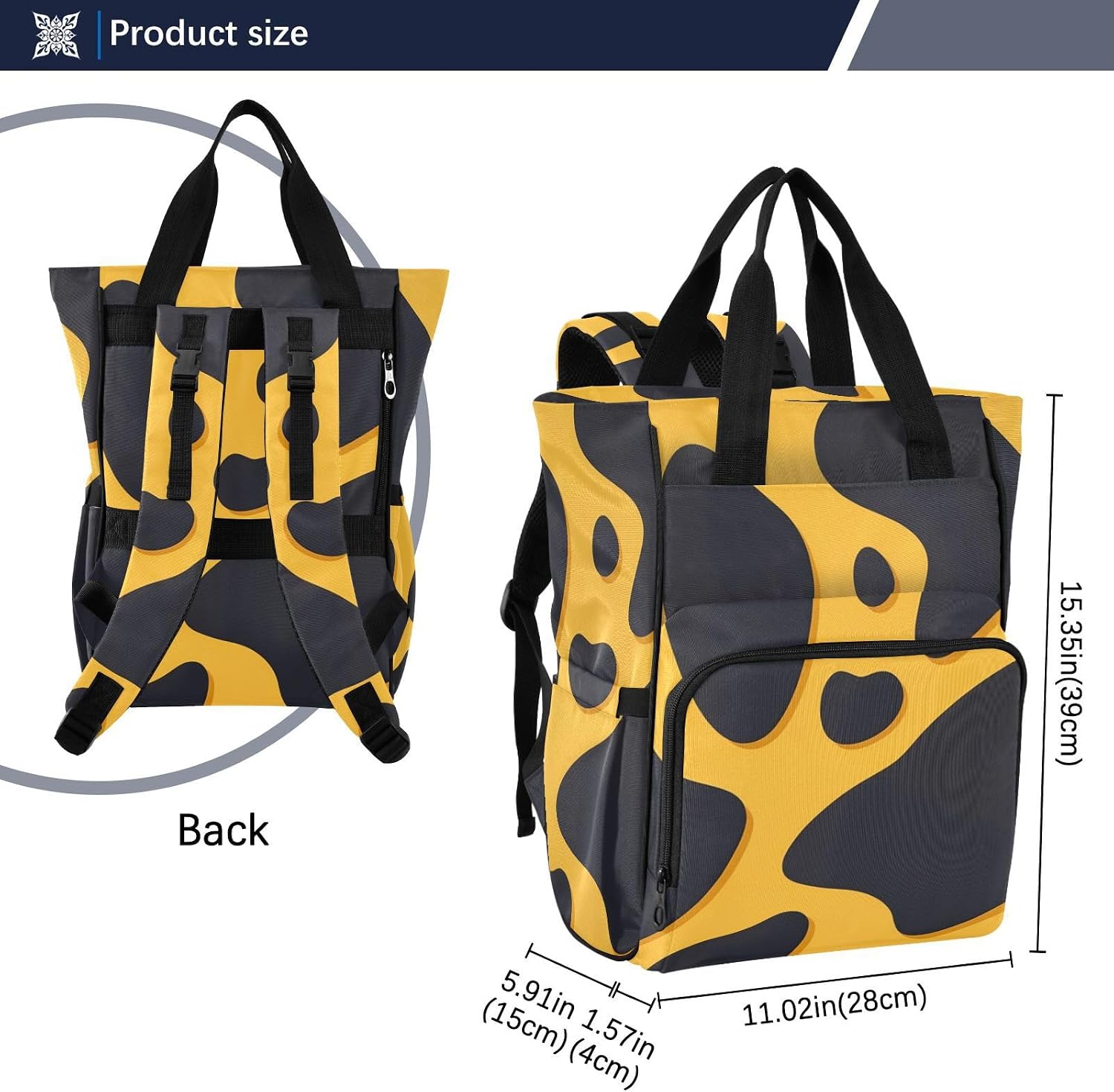 Diaper Bag Backpack, Multifunction Travel Bag for Moms Dads, Baby Changing Bag with Insulted Pockets, Stroller Straps and Side Bottle Pockets Cartoon Leopard Print