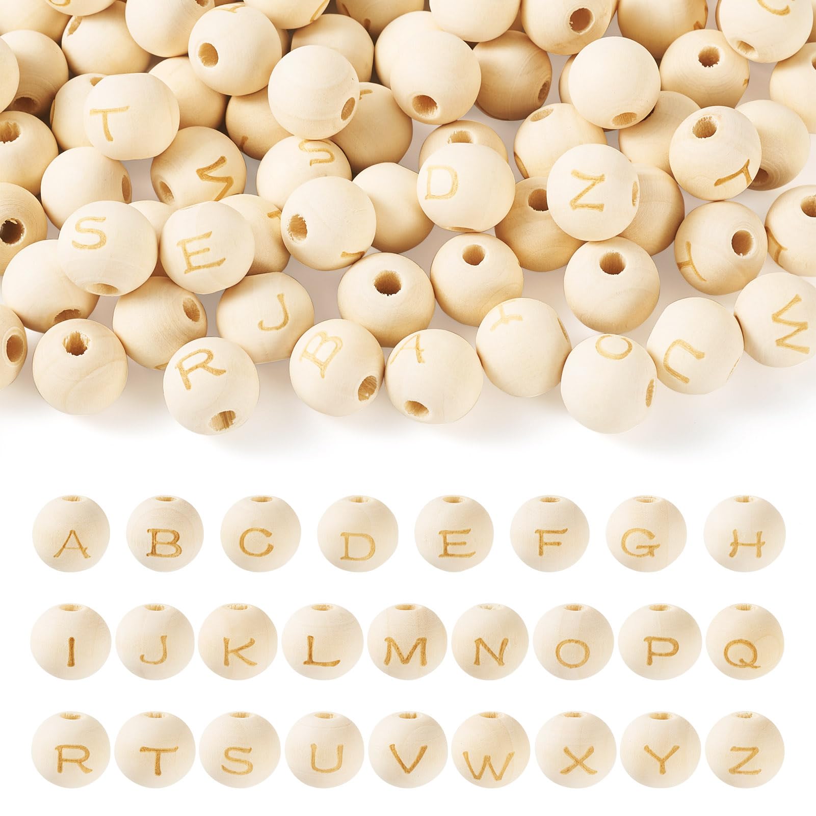Perles en bois alphabet naturel pour fabriquer un cadeau personnalisé et des bijoux de prénoms