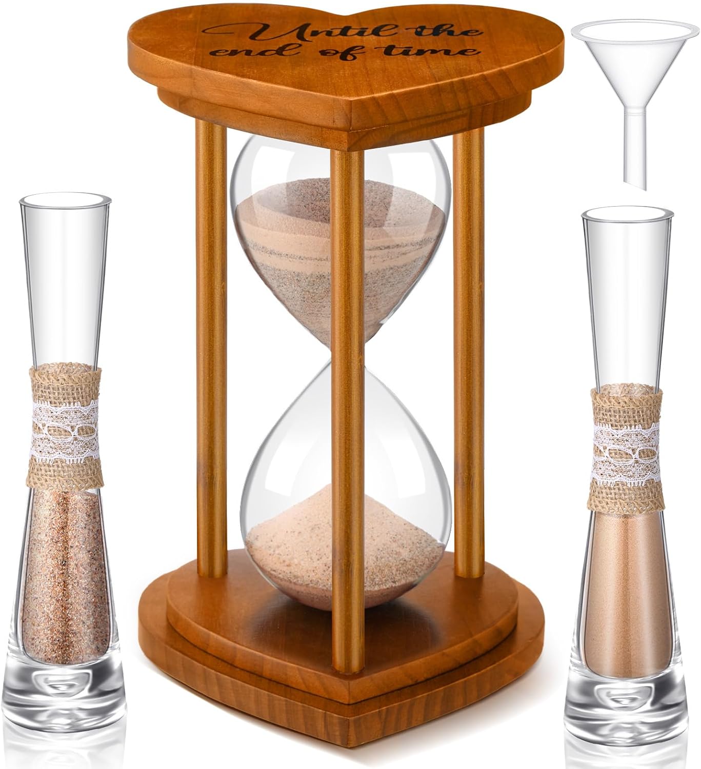 Unity Sand for Wedding Ceremony Set Include Wooden Unity Hour Glass 2 Vase 2 Bag Sand 1 Funnel for Wedding Engagement Anniversary Table Decorations (Black Gold,Retro)