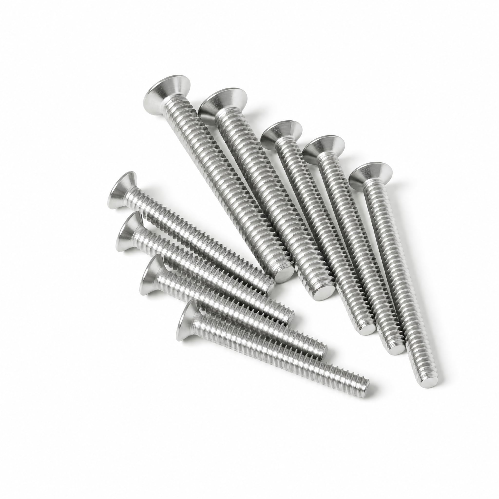 Tornillos hexagonales avellanados M4 x 30 mm (paquete de 30 unidades) de acero inoxidable 304 18-8, rosca totalmente a máquina, acabado brillante