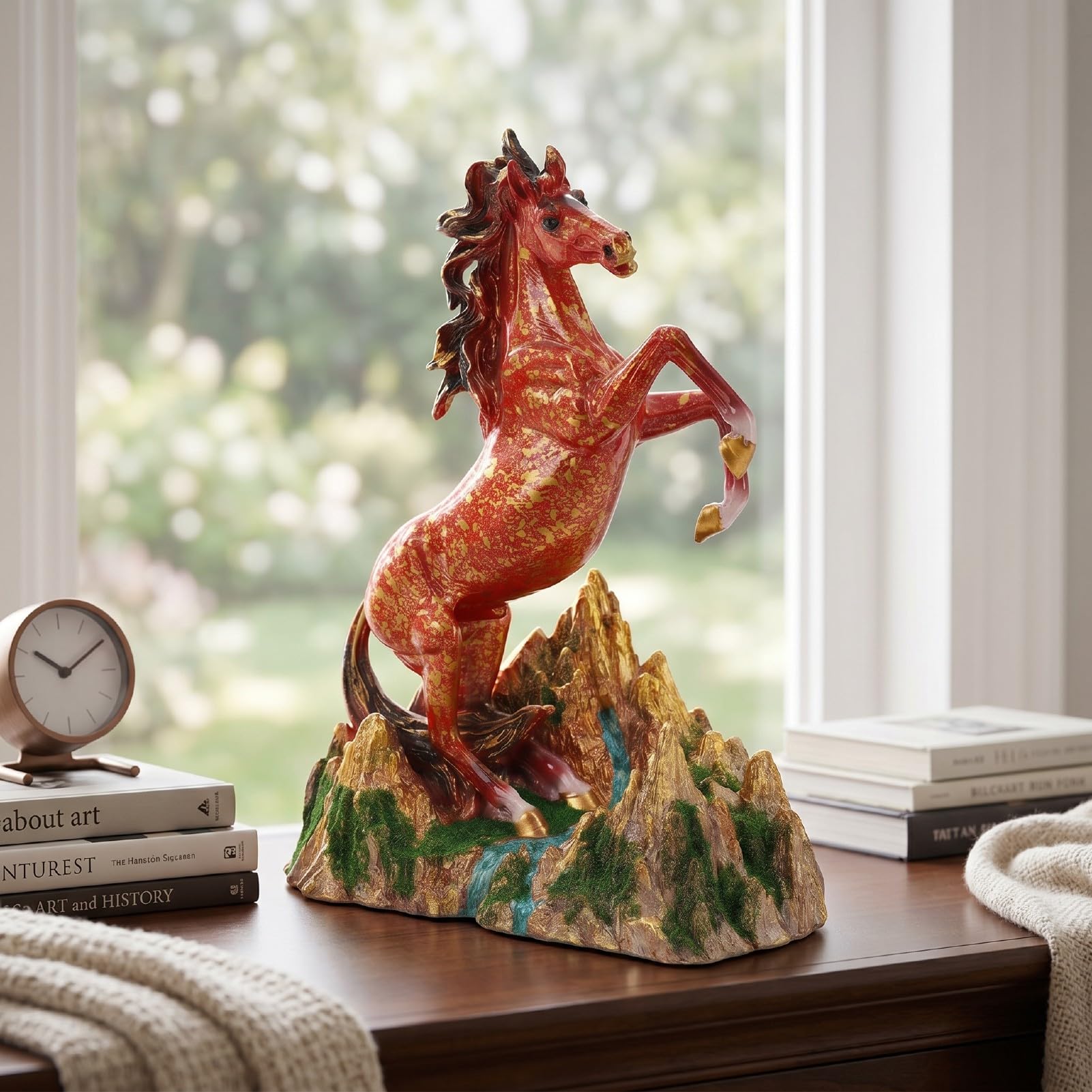 Zerodis Statua Resina Cavallo in Piedi, 1545g (Rosso oro)