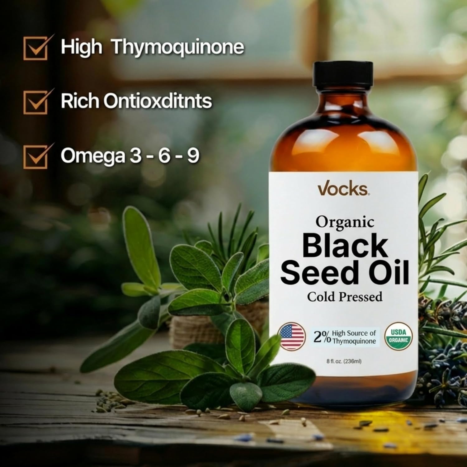 Black Seed Oil Organic Cold Pressed Unrefined Glass Bottle | USDA Certified Organic Black Cumin Seed Oil | High Thymoquinone Omega 3 6 9 | For Immune Support, Joints, Digestion, Hair, Skin | 16 Fl oz - Image 3