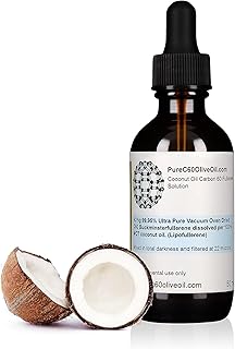 PureC60OliveOil C60 Organic MCT Coconut Oil 50ml / 1.7 Fl Oz - 99.95% Carbon 60 Solvent Free 20mg - Amber Glass Bottle - Food Grade - Carbon 60 MCT Coconut Oil - from The Leading Global Producer