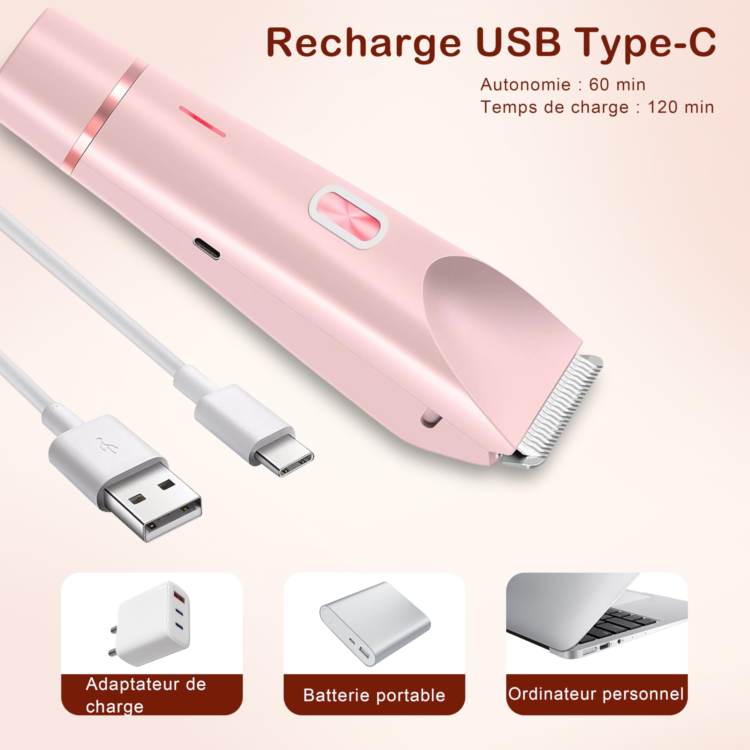 Rasoir Klyne Femme, Klyne Tondeuse À Double Tête Femme pour Tondeuse Intime & Sourcils, Recharge Usb, Étanche IPX7, Électrique Rasoir Femme pour Bikini, Aisselles, Jambes et Nez